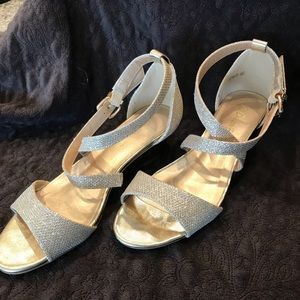 Gold wedge sandals